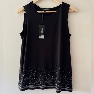 NEW!! Picadilly Canada Black Sparkle Rhinestone Tank Top